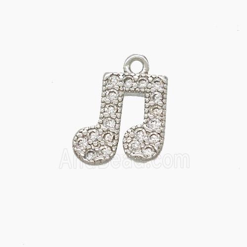 Musical Note Copper Pendant Pave Zirconia Platinum Plated