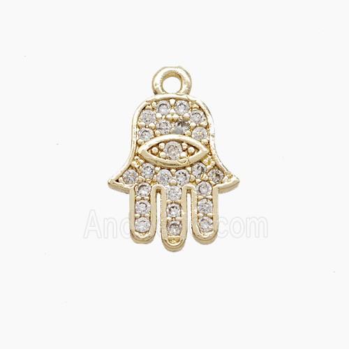 Copper Hamsahand Pendant Pave Zirconia Gold Plated