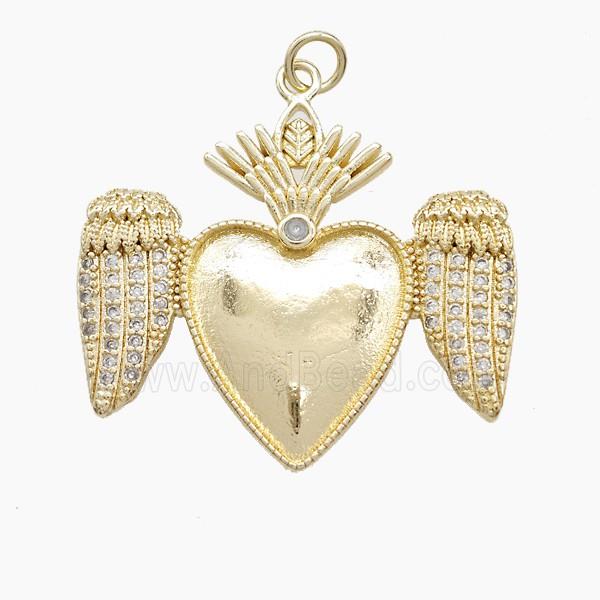 Copper Heart Angel Wings Pave Zirconia Gold Plated