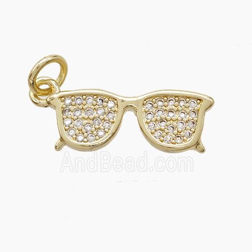 Copper Glasses Pendant Pave Zirconia Gold Plated