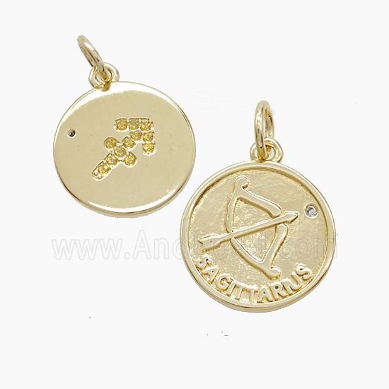 Zodiac Sagittarius Copper Pendant Pave Zirconia Gold Plated