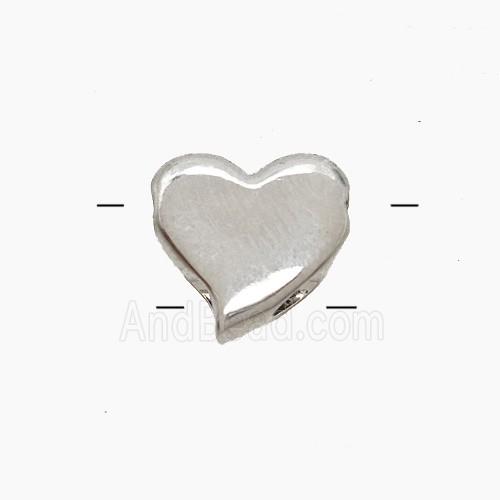 Copper Heart Beads 2holes Platinum Plated