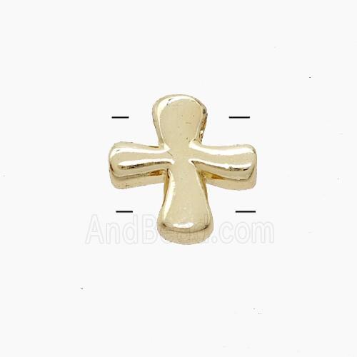 Copper Cross Beads 2holes Gold Plated
