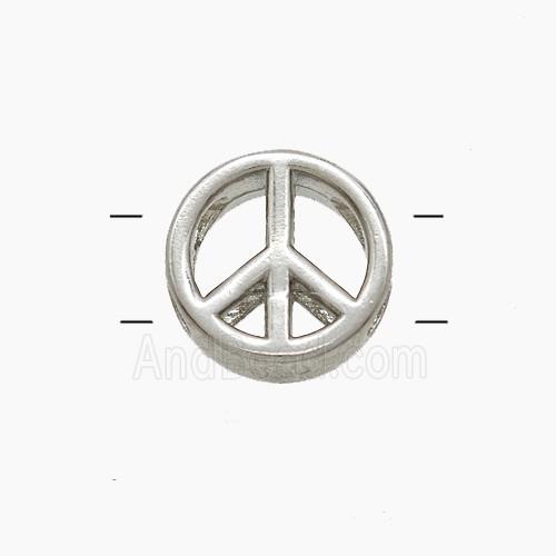 Copper Peace-Sign Beads 2holes Platinum Plated