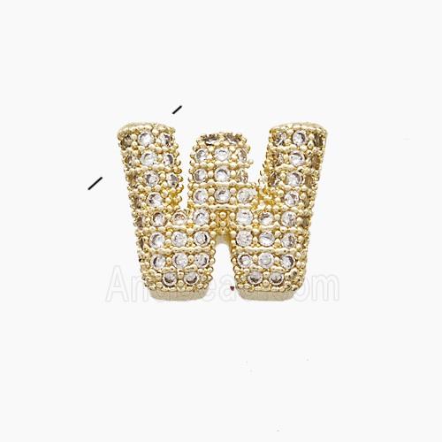 Copper Letter-W Pendant Pave Zirconia Gold Plated