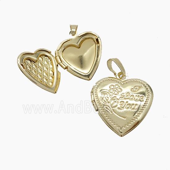 Copper Heart Locket Pendant Gold Plated