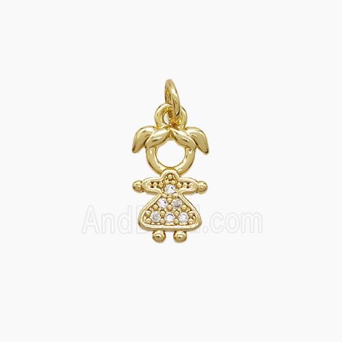 Copper Kids Girls Pendant Pave Zirconia 18K Gold Plated