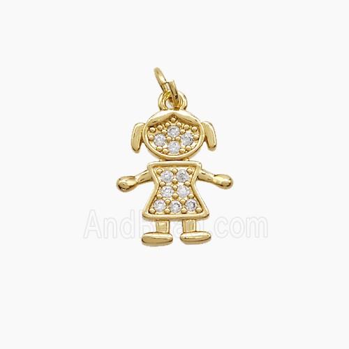 Copper Kids Girls Pendant Pave Zirconia 18K Gold Plated