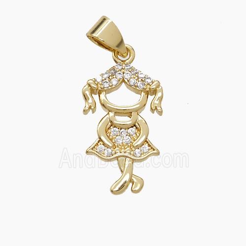 Copper Kids Girls Pendant Pave Zirconia 18K Gold Plated