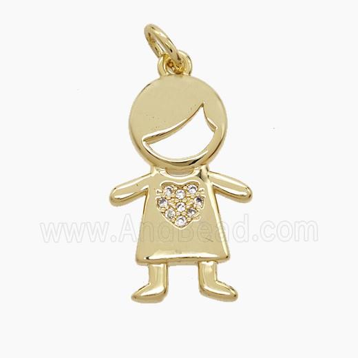Copper Kids Girls Pendant Pave Zirconia 18K Gold Plated
