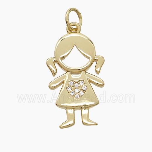 Copper Kids Girls Pendant Pave Zirconia 18K Gold Plated