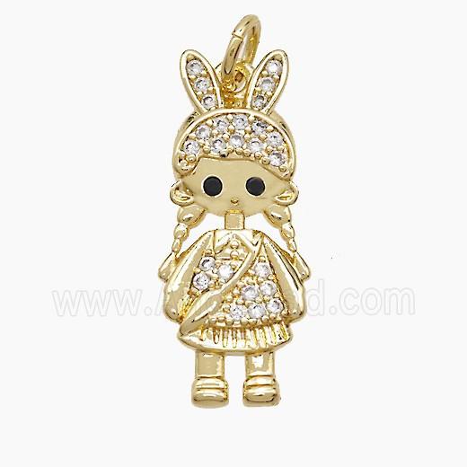 Copper Kids Girls Pendant Pave Zirconia 18K Gold Plated