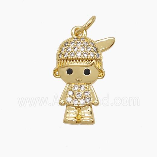 Copper Kids Boy Pendant Pave Zirconia 18K Gold Plated