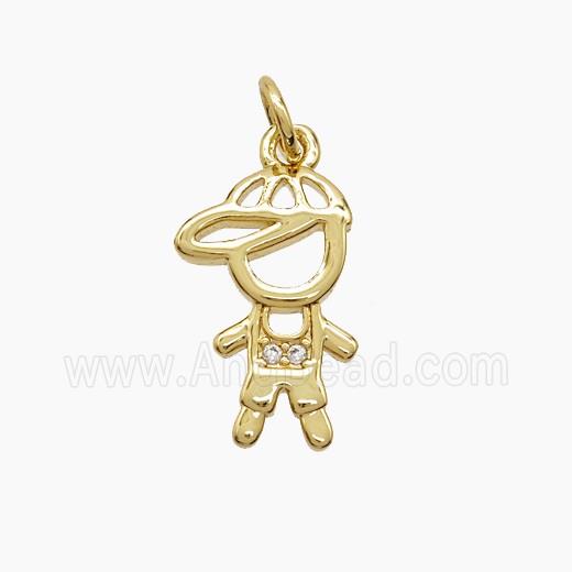 Copper Kids Boy Pendant Pave Zirconia 18K Gold Plated
