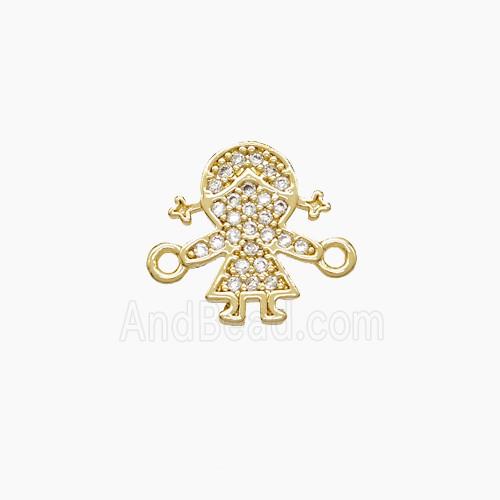 Copper Kids Girls Connector Pave Zirconia 18K Gold Plated
