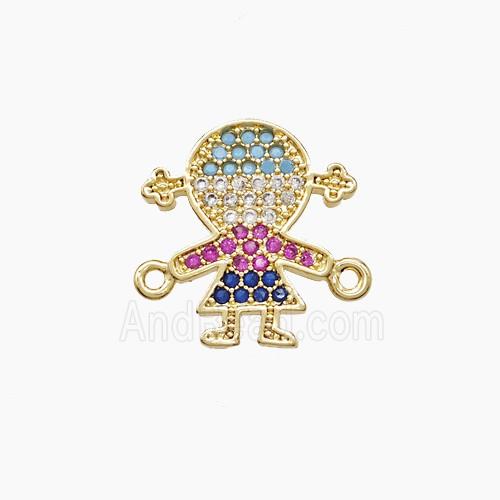 Copper Kids Girls Connector Pave Zirconia 18K Gold Plated