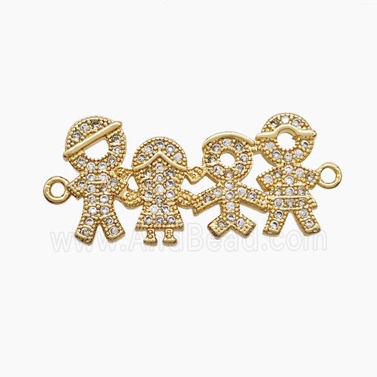 Copper Kids Family Pendant Pave Zirconia 18K Gold Plated