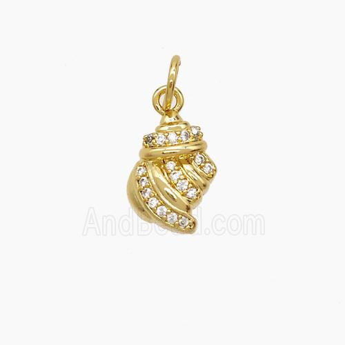 Copper Conch Shell Pendant Pave Zirconia 18K Gold Plated