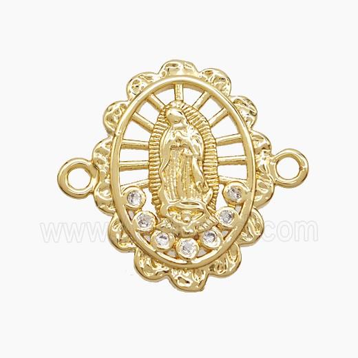 Copper Jesus Connector Pave Zirconia 18K Gold Plated