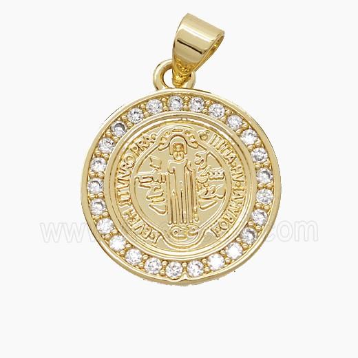 Copper Saint Jude Pendant Pave Zirconia 18K Gold Plated