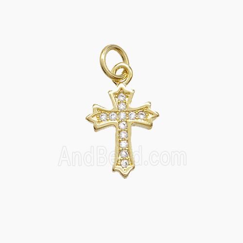 Copper Cross Pendant Pave Zirconia 18K Gold Plated