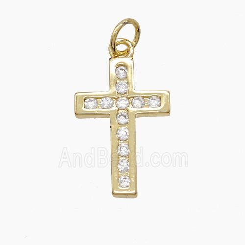 Copper Cross Pendant Pave Zirconia 18K Gold Plated