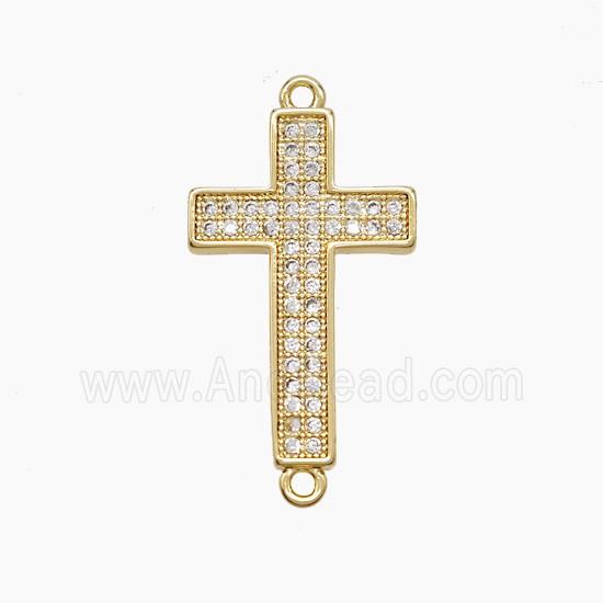 Copper Cross Connector Pave Zirconia 18K Gold Plated