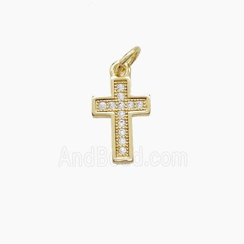 Copper Cross Pendant Pave Zirconia 18K Gold Plated