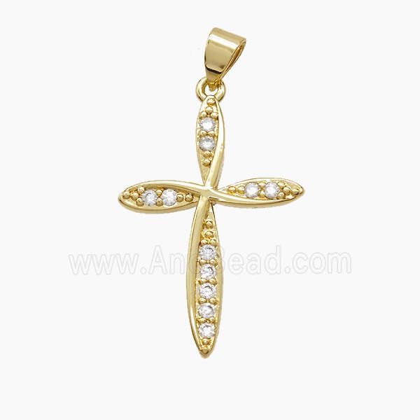 Copper Cross Pendant Pave Zirconia 18K Gold Plated