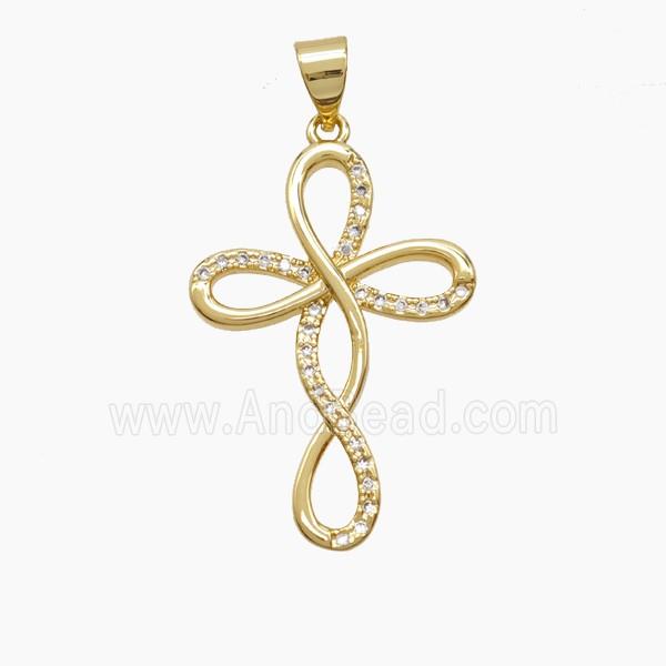 Copper Cross Pendant Pave Zirconia 18K Gold Plated