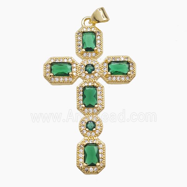 Copper Cross Pendant Pave Zirconia 18K Gold Plated