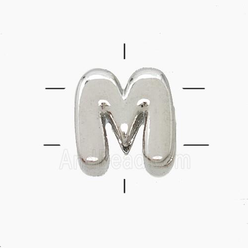 Copper Letter-M Beads 2holes Platinum Plated