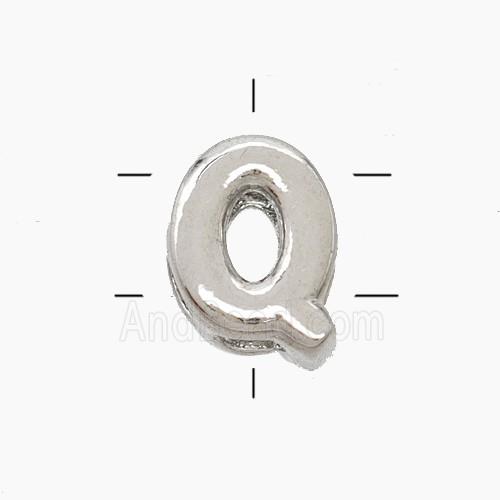 Copper Letter-Q Beads 2holes Platinum Plated