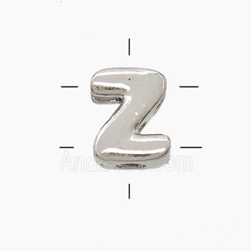 Copper Letter-Z Beads 2holes Platinum Plated