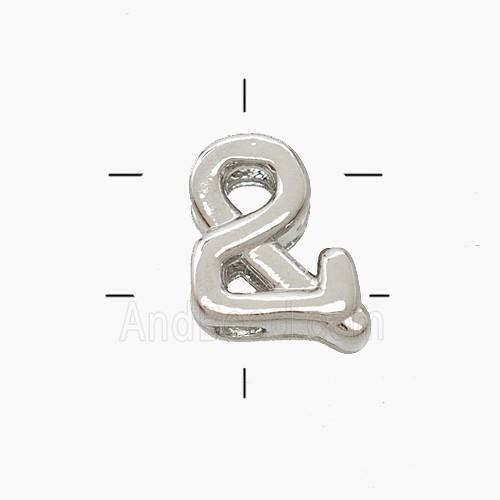 Copper AND Symbols Beads 2holes Platinum Plated
