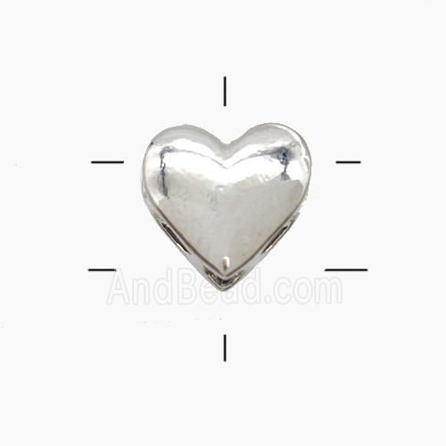 Copper Heart Beads 2holes Platinum Plated