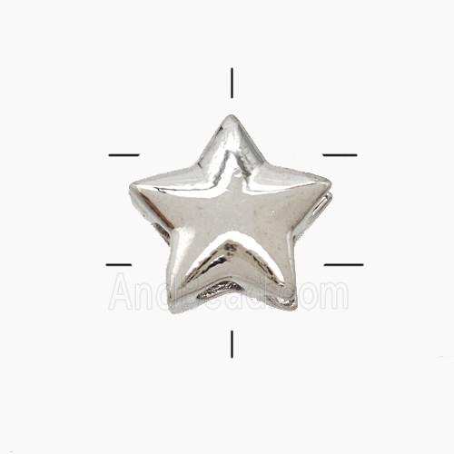 Copper Star Beads 2holes Platinum Plated