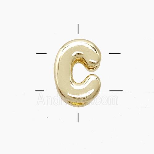 Copper Letter-C Beads 2holes Gold Plated