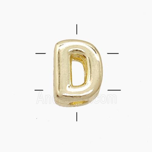 Copper Letter-D Beads 2holes Gold Plated