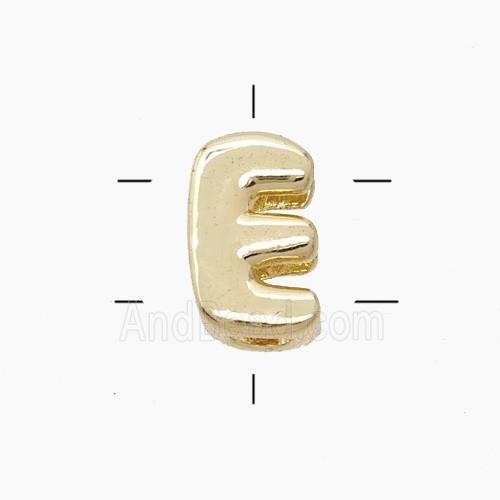 Copper Letter-E Beads 2holes Gold Plated