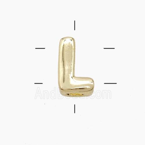 Copper Letter-L Beads 2holes Gold Plated
