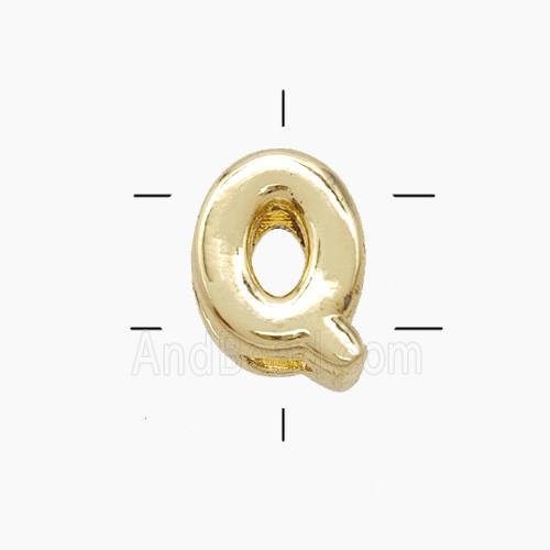 Copper Letter-Q Beads 2holes Gold Plated