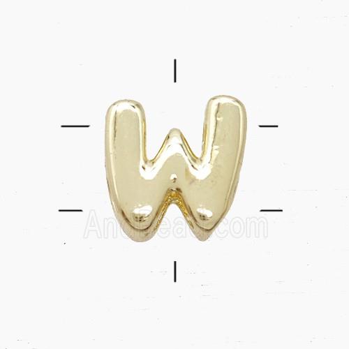 Copper Letter-W Beads 2holes Gold Plated