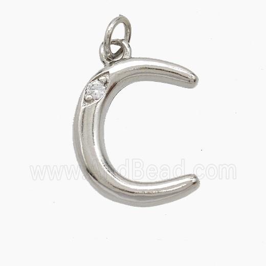 Copper Letter-C Pendant Pave Zirconia Platinum Plated