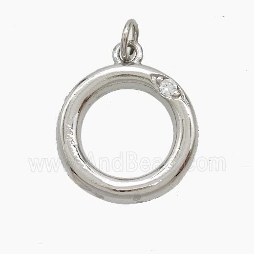 Copper Letter-O Pendant Pave Zirconia Platinum Plated