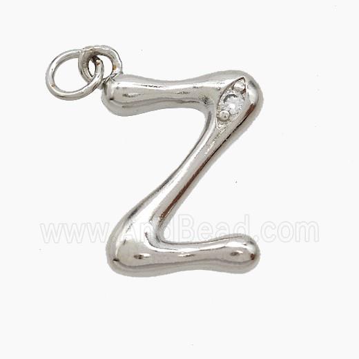Copper Letter-Z Pendant Pave Zirconia Platinum Plated