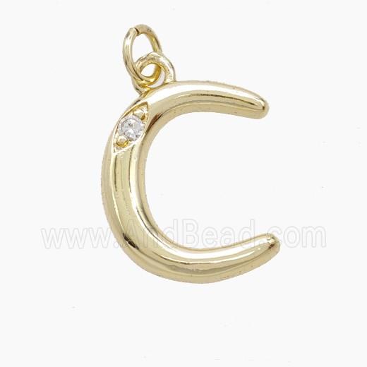 Copper Letter-C Pendant Pave Zirconia Gold Plated