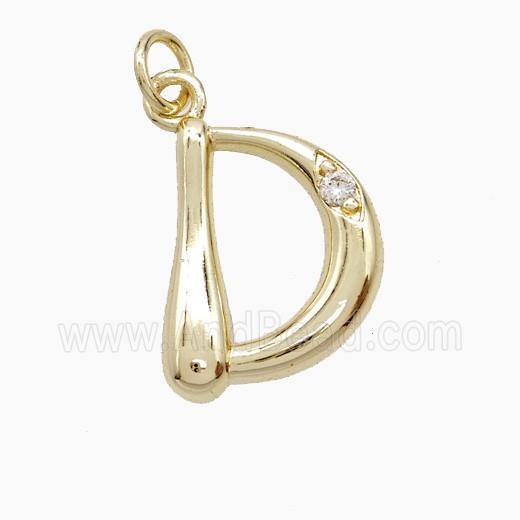 Copper Letter-D Pendant Pave Zirconia Gold Plated
