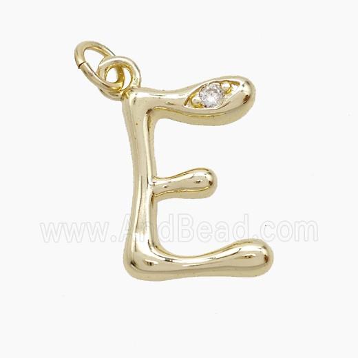Copper Letter-E Pendant Pave Zirconia Gold Plated
