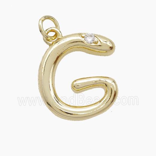 Copper Letter-G Pendant Pave Zirconia Gold Plated